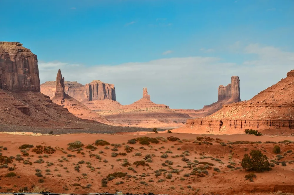 Warm desert landscape, a nod to the studio’s El Paso roots